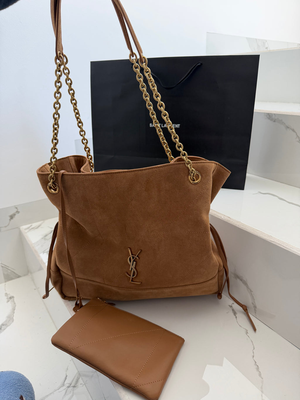 Bolsa ysl de piel mostaza