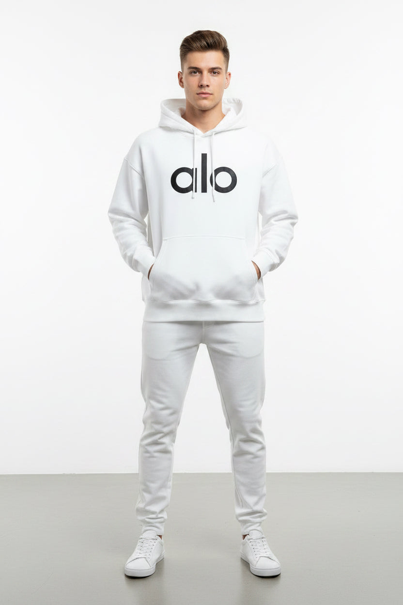 Sudadera Alo yoga logo bordado  blanca
