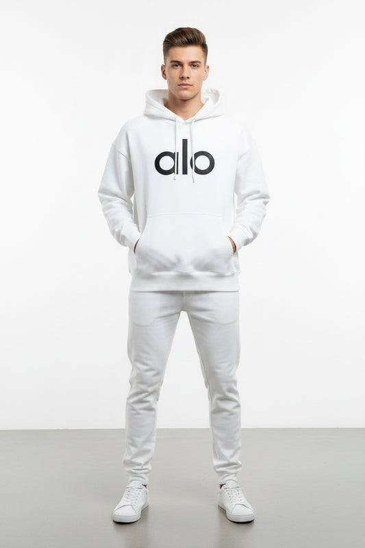 Sudadera Alo yoga logo bordado  blanca