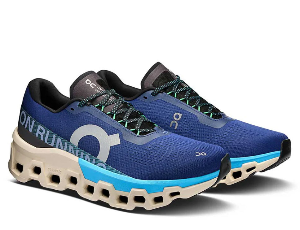 On running azul suela beige