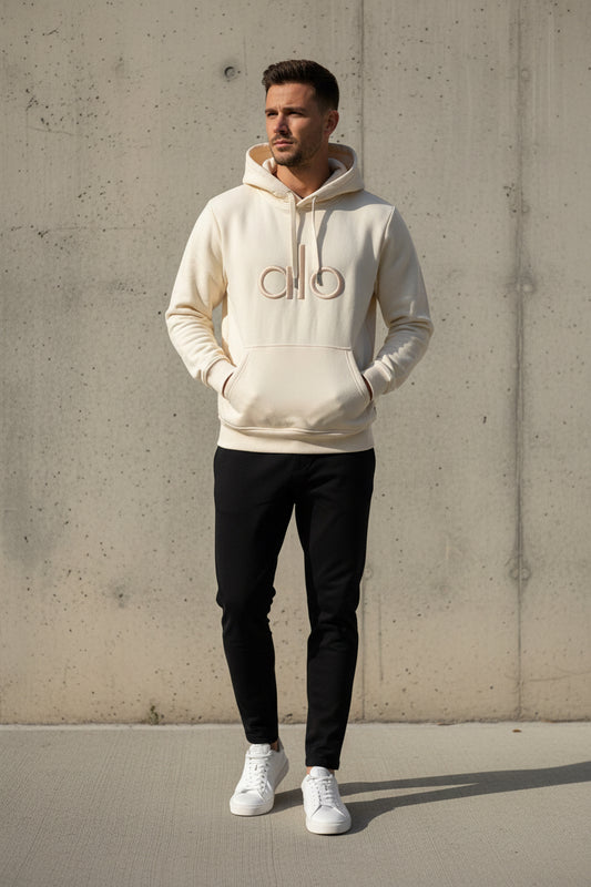 Sudadera Alo yoga amarilla logo boradado
