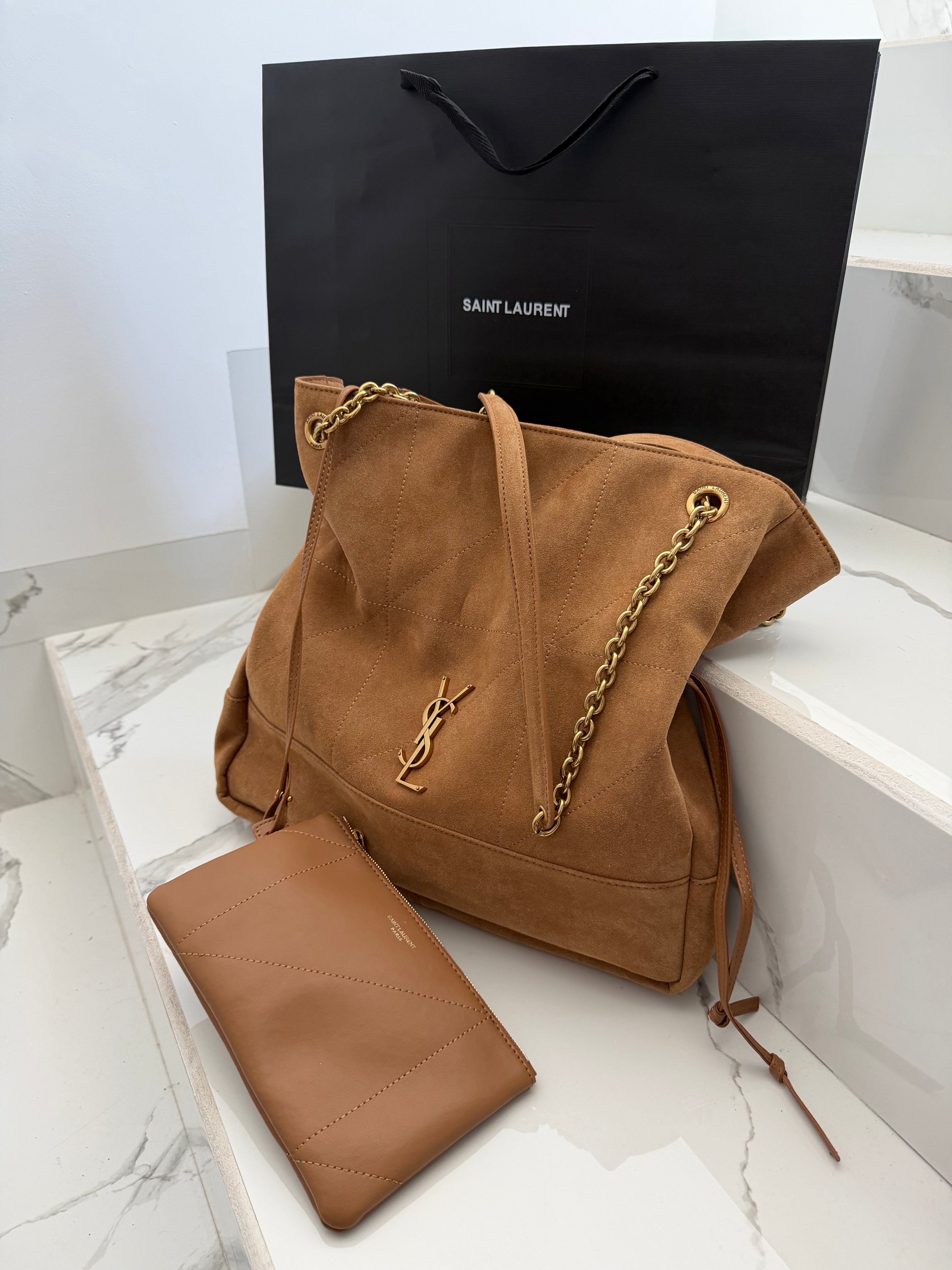 Bolsa ysl de piel mostaza