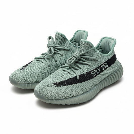 Yeezy 350 boos verde claro franja negra lateral