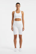 Biker Alo yoga acanalado blanco