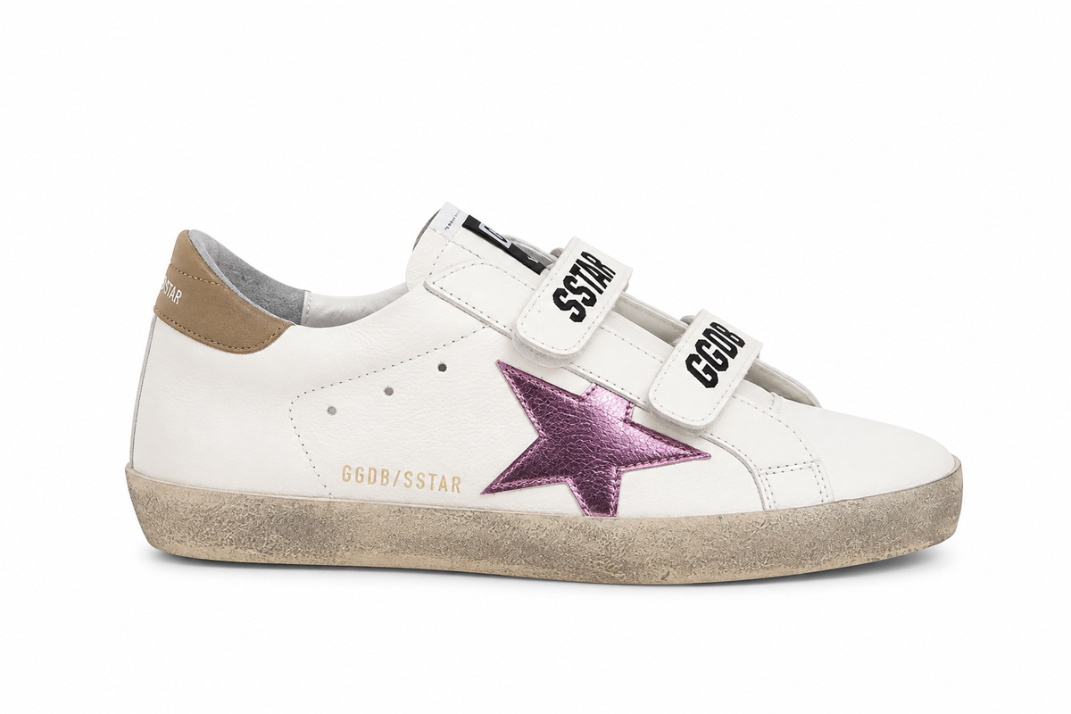 Tenis Golden goose broche estrella rosa