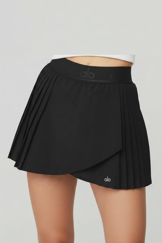 Falda Alo yoga tableada negra resorte