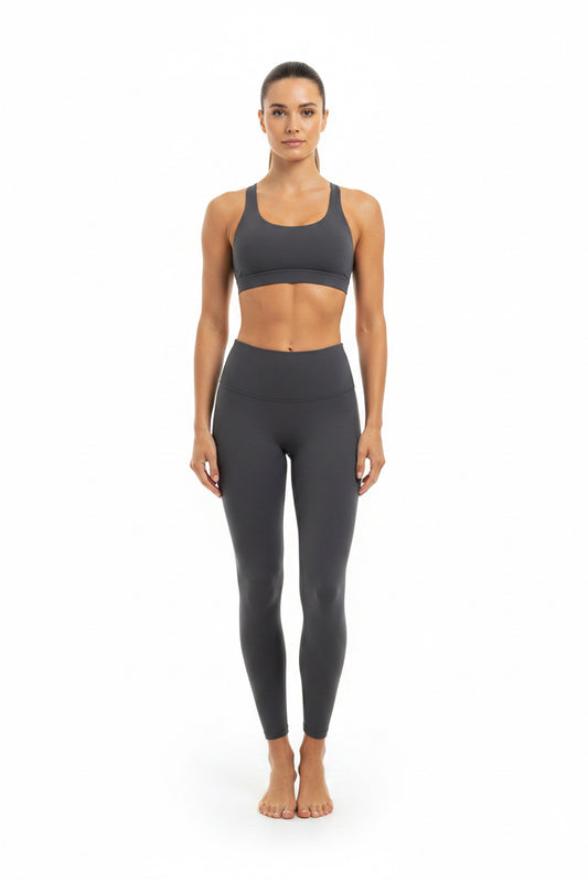 Conjunto alo yoga liso gris obscuro