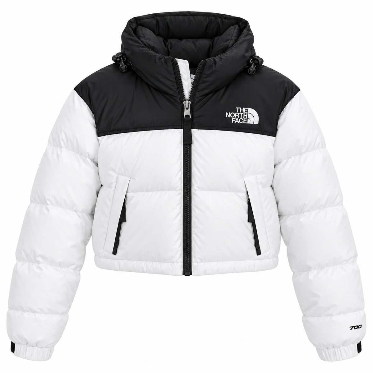 Chamarra North face blanca negro
