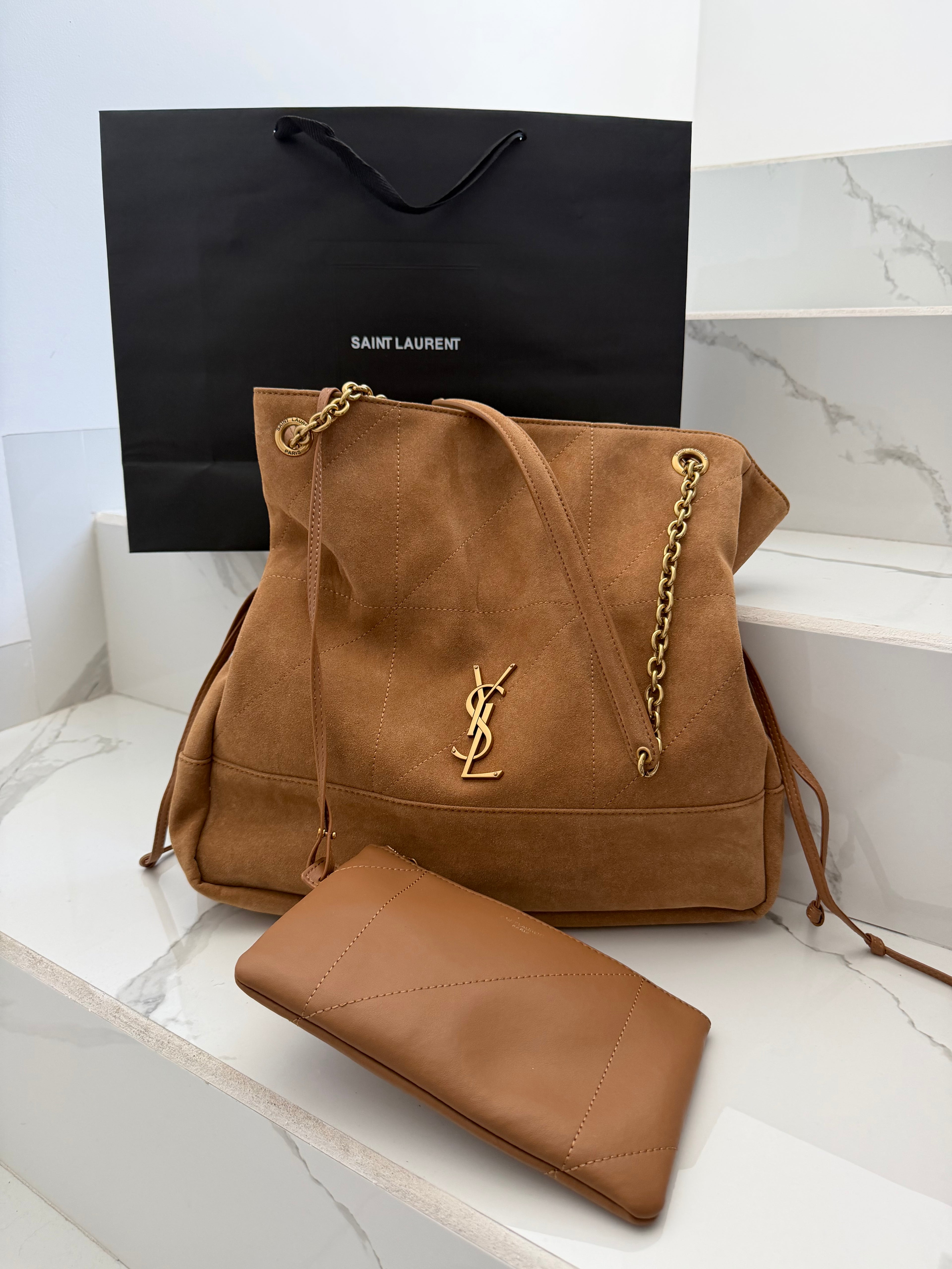 Bolsa ysl de piel mostaza