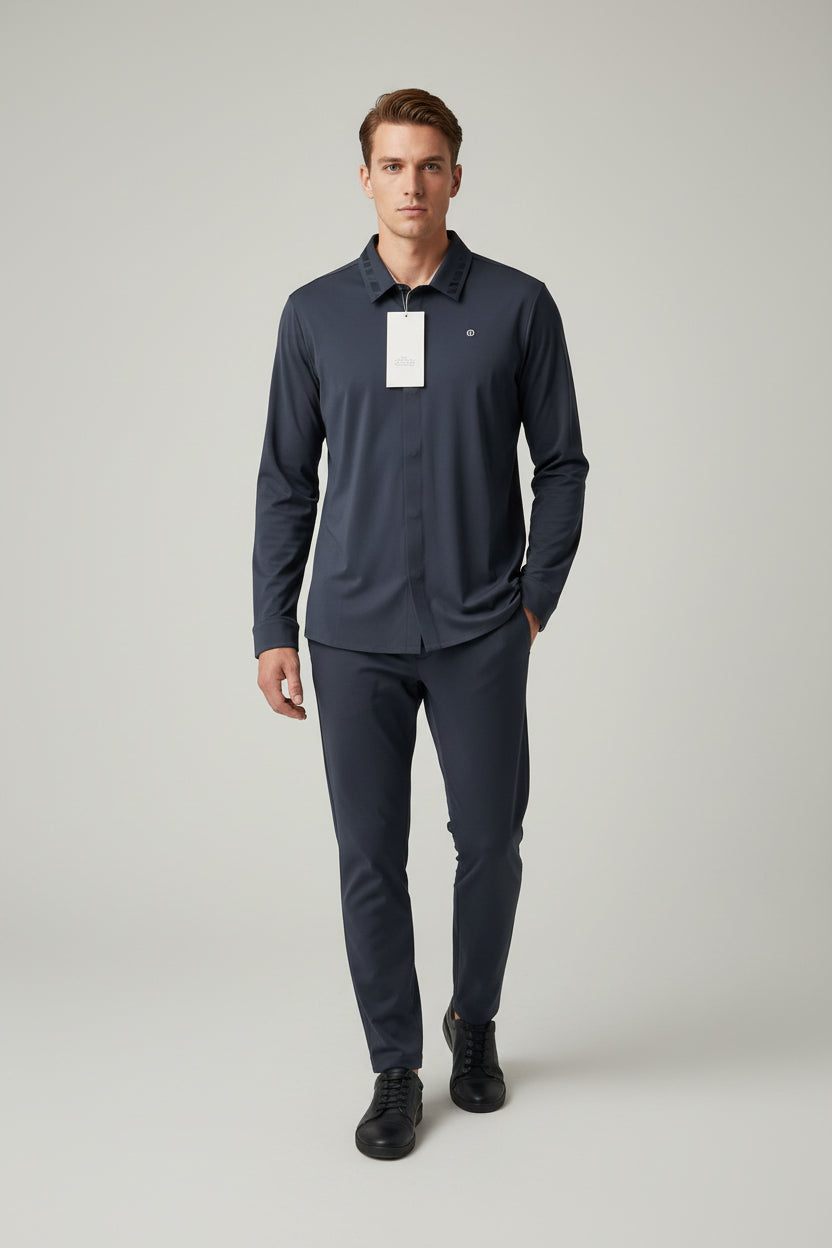 Playera Lululemon manga larga azul marino caballero