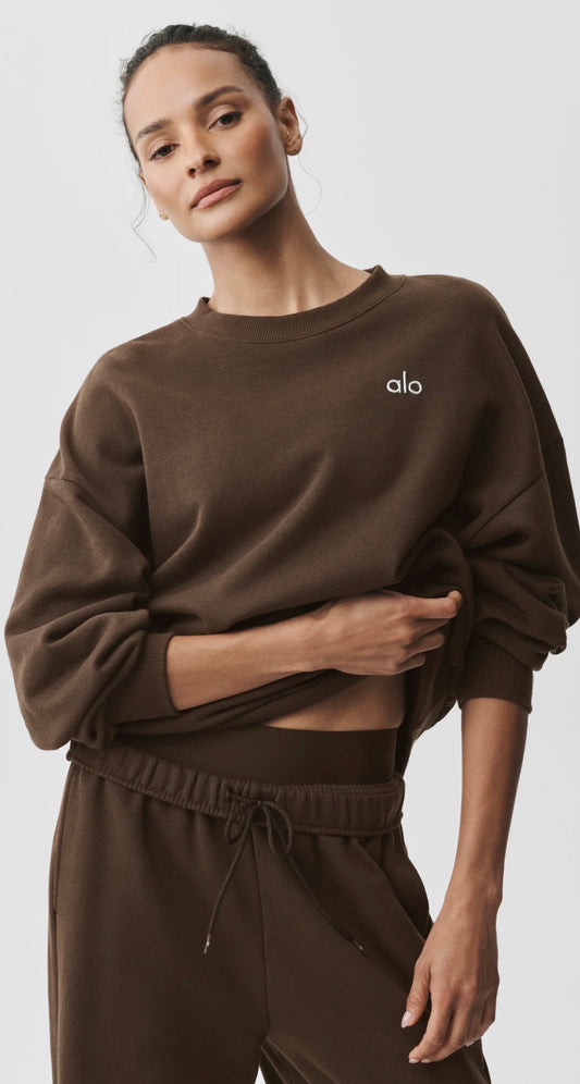 Conjunto Alo yiga sudadera y pants cafe