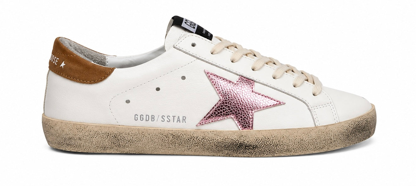 Golden goose talón café estrella rosa