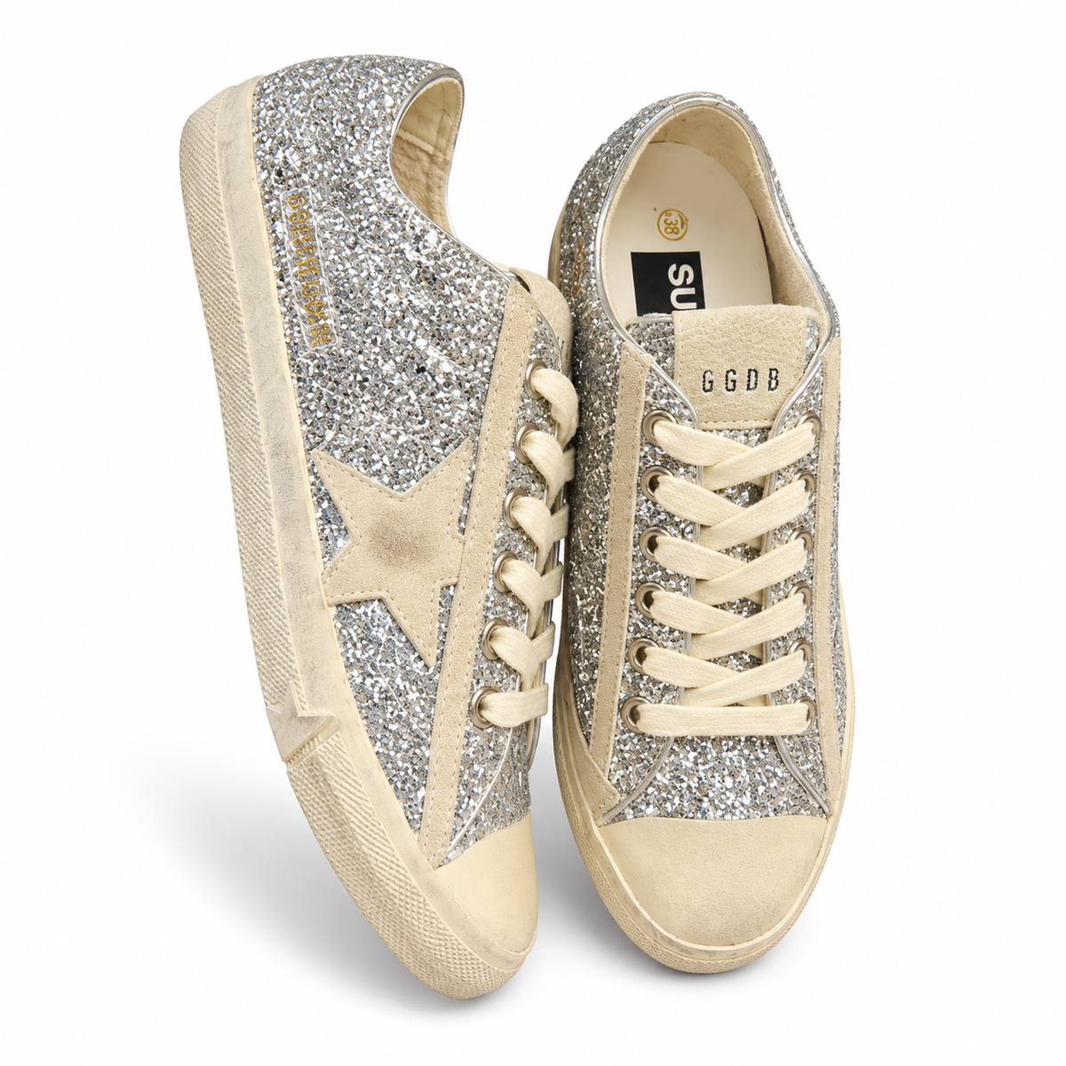 Golden Goose plateado brillos