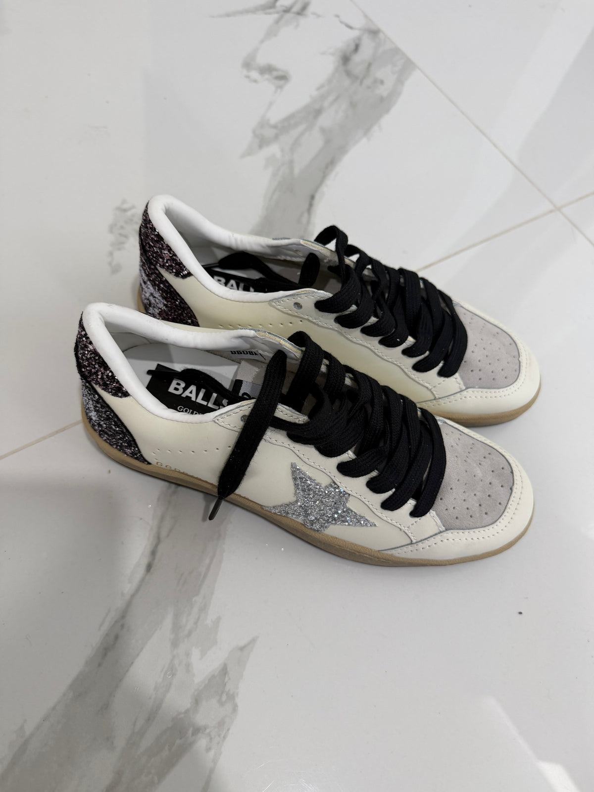 Golden Goose estrella plateada talón snekeasr