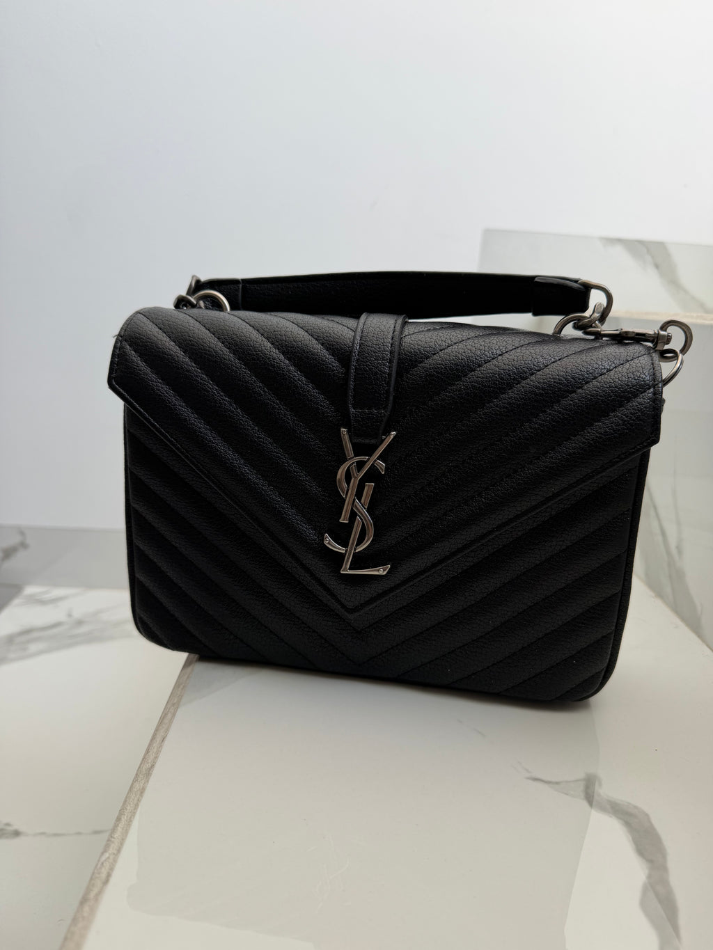 Bolsa ysl negro plata