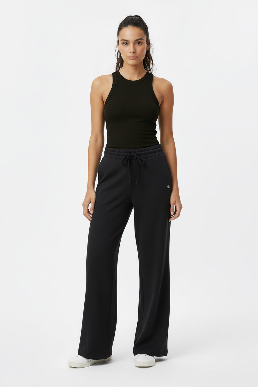 Pants Alo yoga tela licra recto negro