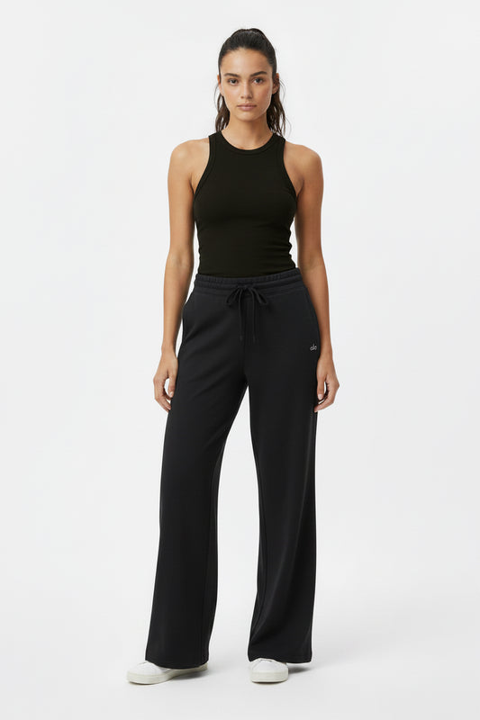 Pants Alo yoga tela licra recto negro