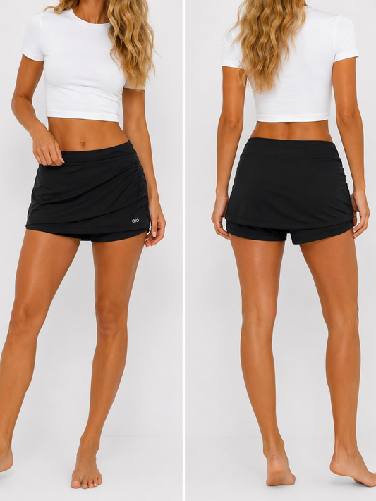 Falda short Alo yoga negra lisa