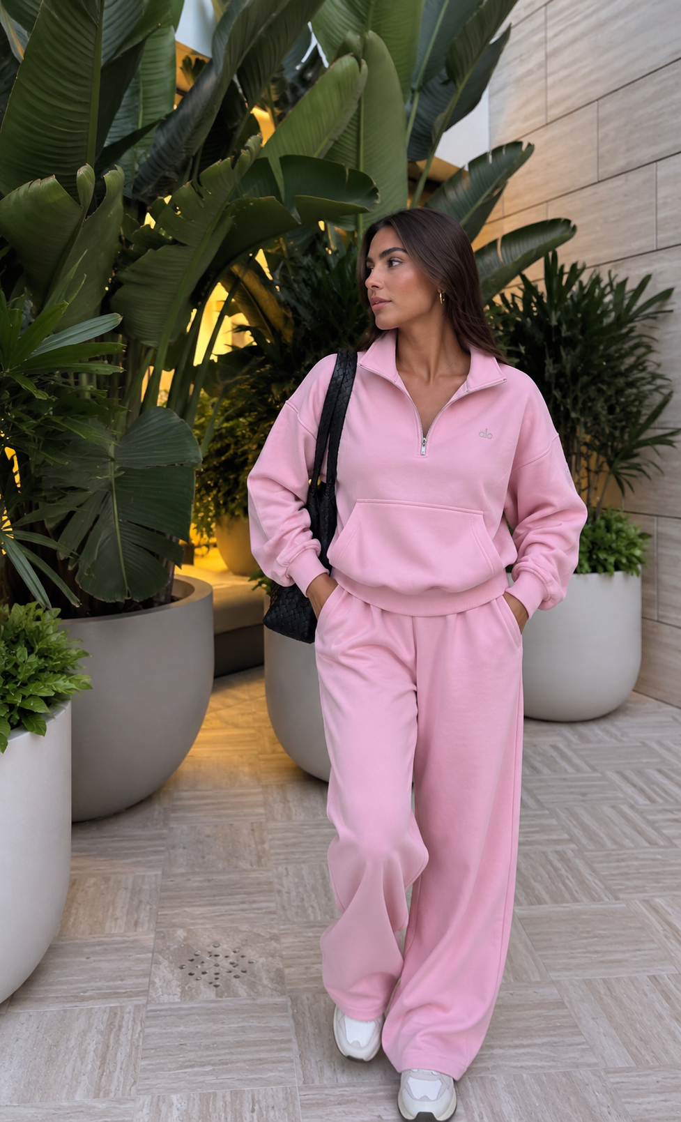 Sudadera Alo yoga medio sierre rosa