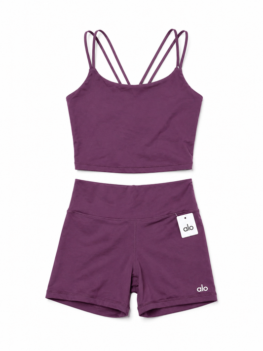 Conjunto Alo yoga biker morado