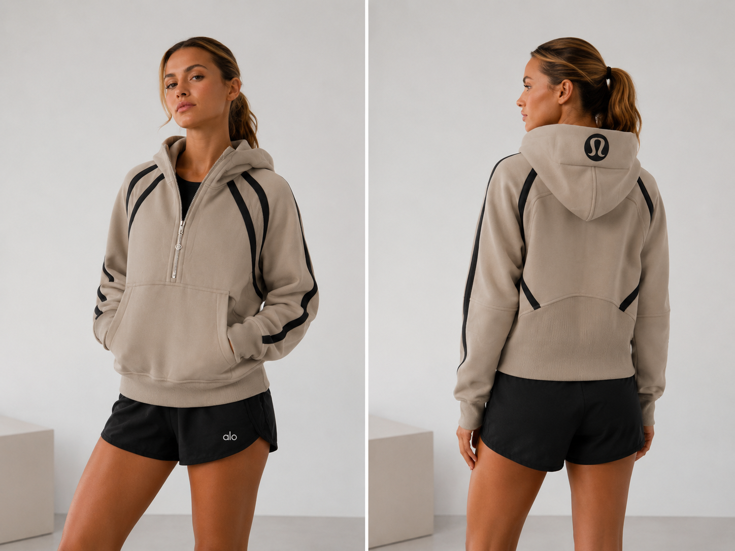 Sudadera Lululemon medio sierre café