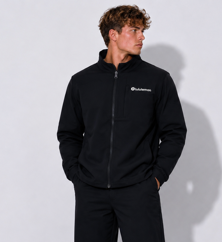 Chamarra Lululemon negra rompe vientos