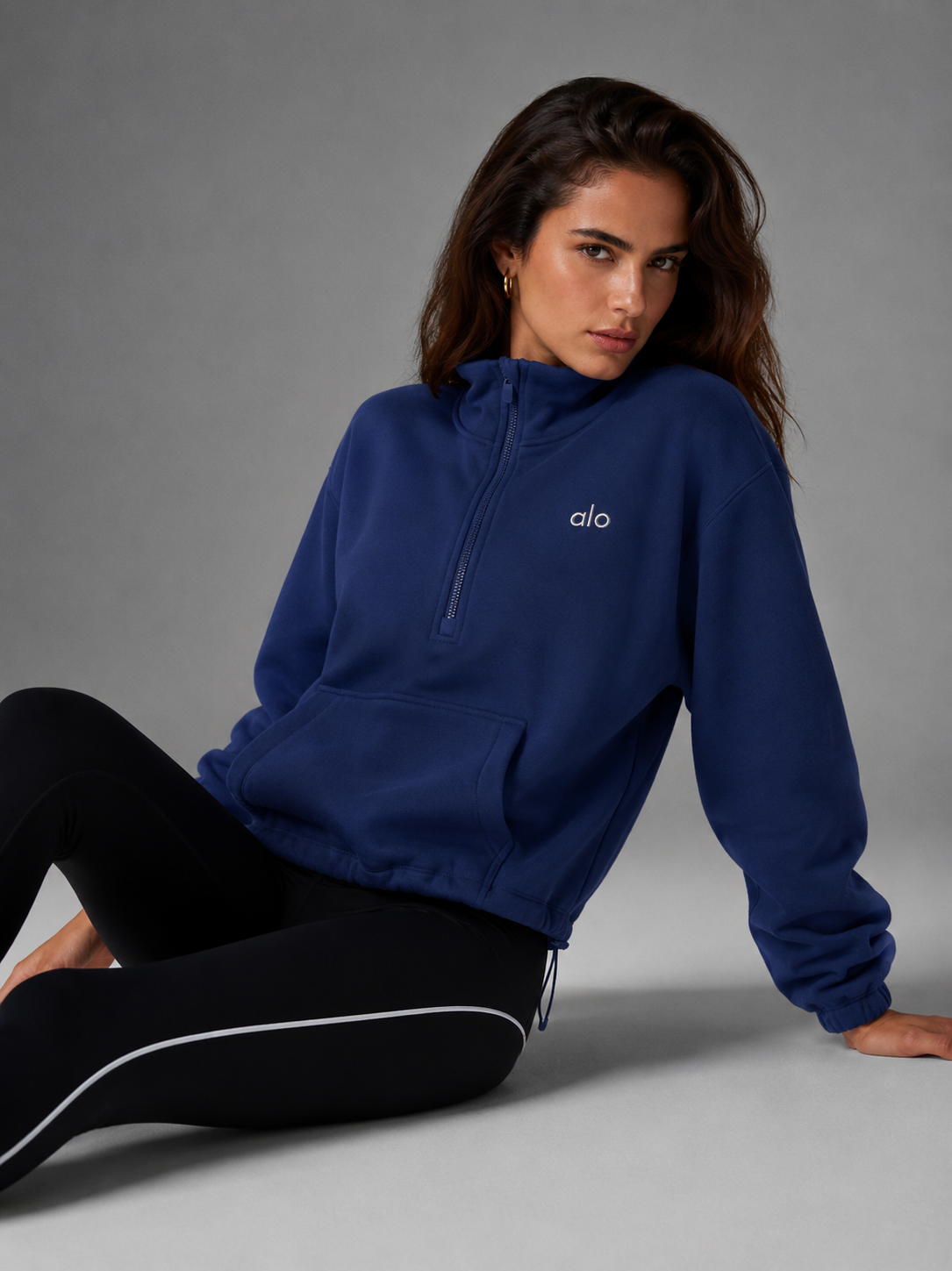 Sudadera Alo yoga medio sierre azul